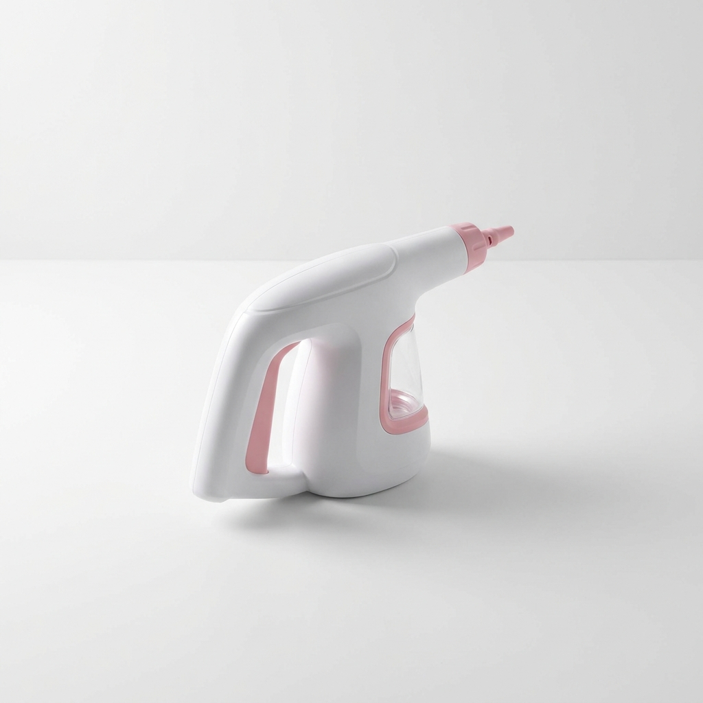 Steamly Pro handheld steam cleaner, 3/4 angle studio shot